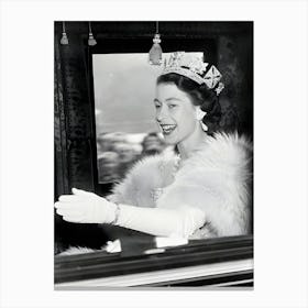 Queen Elizabeth Ii Waving From Coach Canvas Print