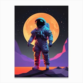 Low Poly Astronaut Minimalist Sunset (38) Canvas Print