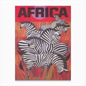 Africa Zebras Vintage Travel Poster Canvas Print