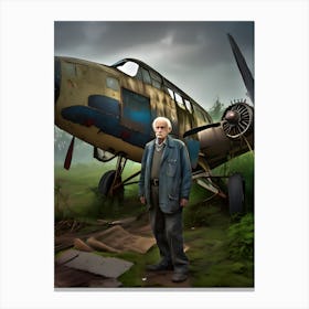 Old Man With Plane 1 Canvas Print