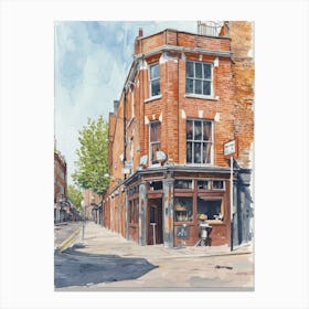 Southwark London Borough   Street Watercolour 4 Canvas Print