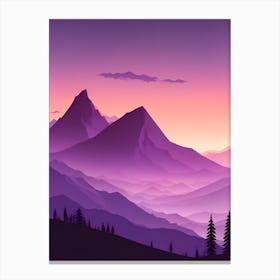 Misty Mountains Vertical Composition In Purple Tone 25 Canvas Print