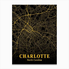 Charlotte Gold City Map 1 Canvas Print