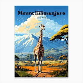 Mount Kilimanjaro Tanzania Wildlife Modern Travel Art Canvas Print