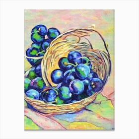 Damson Vintage Sketch Fruit Canvas Print