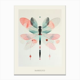 Colourful Insect Illustration Damselfly 15 Poster Canvas Print