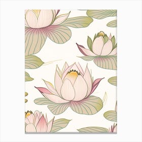 Lotus Flower Repeat Pattern Pencil Illustration 1 Canvas Print