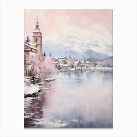 Dreamy Winter Painting Lucerne Switzerland 1 Canvas Print