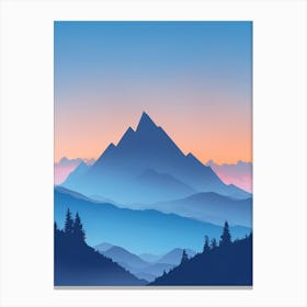 Misty Mountains Vertical Composition In Blue Tone 124 Canvas Print