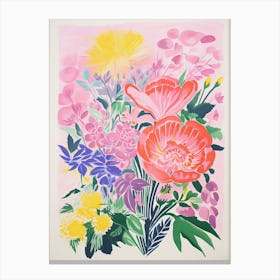 Colourful Flower Still Life Risograph Style 25 Canvas Print