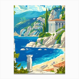 Greek Villa On The Beach Canvas Print