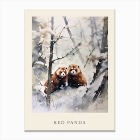 Winter Watercolour Red Panda 3 Poster Canvas Print