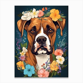 Boxer Portrait With A Flower Crown, Matisse Painting Style 3 Canvas Print