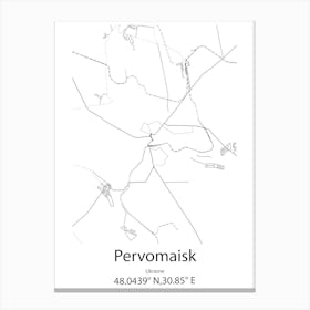 Pervomaisk,Ukraine Minimalist Map Canvas Print