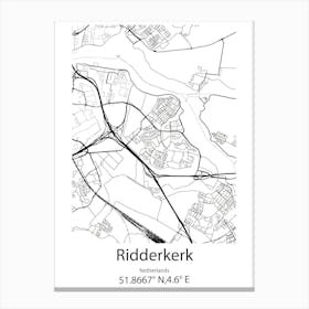 Ridderkerk,Netherlands Minimalist Map Canvas Print