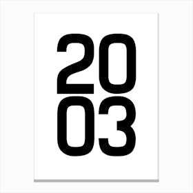 Year 2003 Black and White Canvas Print