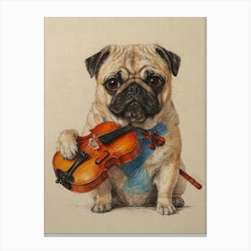 Pug Playing Violin Canvas Print