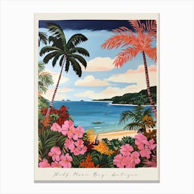 Poster Of Half Moon Bay, Antigua, Matisse And Rousseau Style 3 Canvas Print