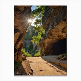 Cave Entrance In The Mountains Canvas Print