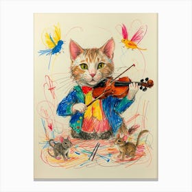 Cat Playing Violin 1 Canvas Print