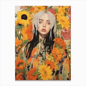 Billie Eilish Floral Collage 1 Canvas Print