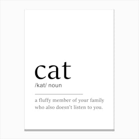 Cat Definition Wall Art - Funny Cat Art Gift Canvas Print