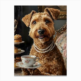 Classy Airedale At The Bar 25 Canvas Print