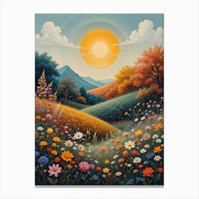 Sunset In The Meadow Canvas Print