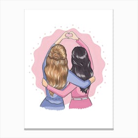 Two Friends Making A Heart Canvas Print