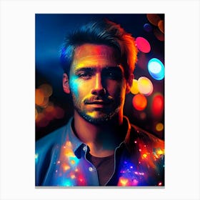 Man in Bright Lights and Colors Canvas Print