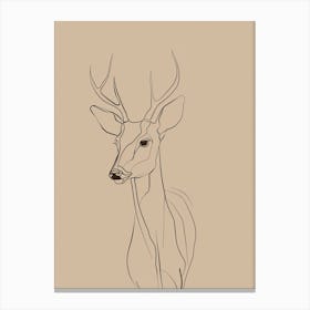 Deer Head Drawing - Boho, Line Art Canvas Print