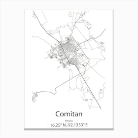 Comitan,Mexico Minimalist Map Canvas Print