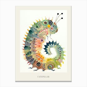 Colourful Insect Illustration Catepillar 9 Poster Canvas Print