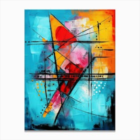 Ocean VI, Modern Avant Garde Vibrant Abstract Painting with Blue Background Canvas Print