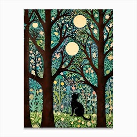 William Morris Cat In The Forest 1 Canvas Print