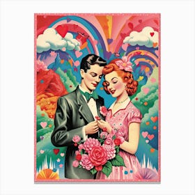 Valentines Day Vintage Couple Kitsch 2 Canvas Print