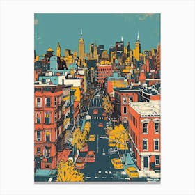 East Village New York Colourful Silkscreen Illustration 4 Canvas Print
