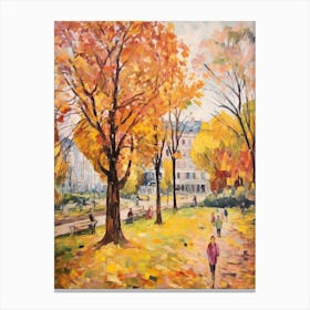 Autumn City Park Painting Parc De La Tete D Or Lyon France 1 Canvas Print