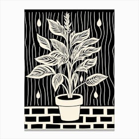 B&W Plant Illustration Cast Iron 2 Canvas Print