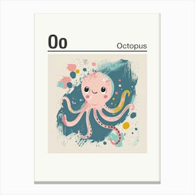Animals Alphabet Octopus 4 Canvas Print