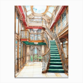 Titanic Interiors Bright Pencil Drawing 1 Canvas Print