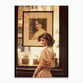 Vintage Inspired Photograph Of An Elegant Young Lady Posing For A Moment Her Silhouette Taking Cent Canvas Print