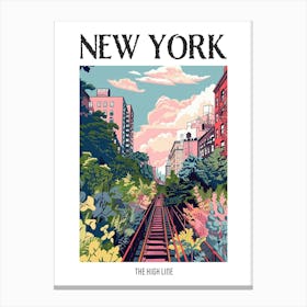 The High Line New York Colourful Silkscreen Illustration 1 Poster Canvas Print