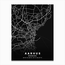 Aarhus Denmark Black Map Canvas Print