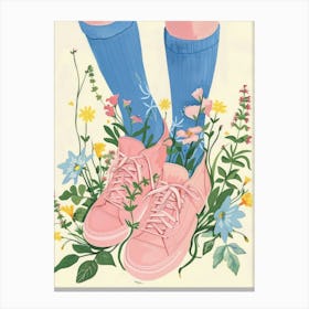 Pink Sneakers And Flowers 9 Canvas Print