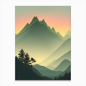 Misty Mountains Vertical Composition In Green Tone 122 Canvas Print