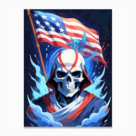 American Flag Floral Face Evil Death Skull (32) Canvas Print