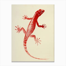 Red Mediterranean House Gecko Blockprint 4 Canvas Print