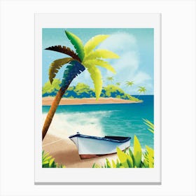 Palm Tree On The Beach Canvas Print