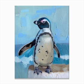 Galapagos Penguin St Kilda Breakwater Colour Block Painting 1 Canvas Print